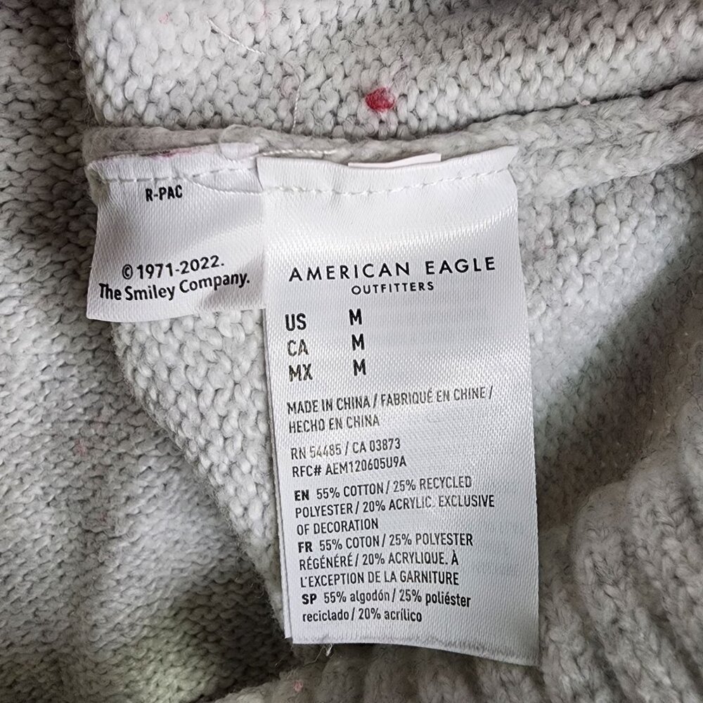 Womens White Red American Eagle Knit Sweater Retro Mock Neck Long Sleeve Size M - Picture 8 of 12